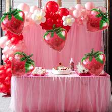 128 Teile Set, Erdbeeren Party Deko Ballon Girlande Bogen Set, rot, hellrosa, orange Ballons, Erdbeeren Folienballon, geeignet für Erdbeeren Geburtstags-, Hochzeits-, Jubiläums- oder Verlobungsparty