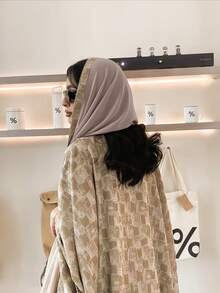 2pcs Set Elegant Geometric Print Robe & Matching Headscarf, Suitable For Everyday Or Casual Occasions, All Seasons - Multicolor - View 4