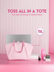 Women's Large Tote Bag – Stylish Shoulder Handbag With Zipper Closure & Inner Pocket, Ideal For Work, Travel, Shopping, Daily Use - Pink - View 2