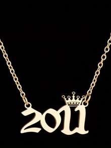 1pc Simple Stainless Steel Letter Necklace For 1987-2019 Birthday Year