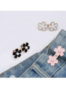 1/2 Pairs Adjustable & Detachable Sakura Flower Waist Buttons, For Adjusting Waistline Of Jeans Or As Clothing Accessory, No Sewing Required - Multicolor - View 7