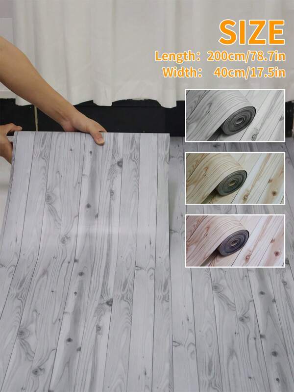 1卷加厚0.4mm黑底木纹地板贴纸，适用于卧室和客厅，可移除不留胶，防潮，防滑，耐刮，覆盖力强，高品质加厚乙烯基地板用于家庭装饰（40 * 200cm）房间装饰客厅装饰家居装饰墙纸壁纸厨房厨房装饰墙艺术