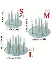 1 pieza Estante giratorio con 4/9/12 postes desmontables y bandeja para encimera, escurridor de taza de escritorio para el hogar, soporte de secado de vasos, organizador de almacenamiento de botellas para casa, bar, club y fiestas