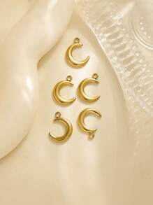 5pcs/Pack 304 Stainless Steel Smooth Moon Shaped Minimalist Versatile Accessories
