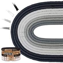 3500 Stücke 10 Stränge Polymer-Ton Perlenset für Schmuckherstellung, 6mm schwarze Steinperlen für Armbänder und Halsketten