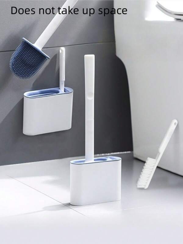 Toilet Brush, Silicone Bathroom Brush For No Blind Spot Cleaning, Multifunctional Cleaning Brush With Wall-Mounted Storage, Bathroom Cleaning Tool Set