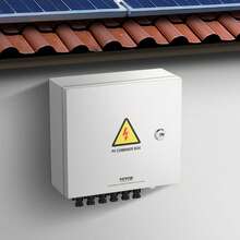 PV Combiner Box, 6 String, Solar Combiner Box With 10A Rated Current Fuse 63A Circuit Breaker Lightning Arrester And Solar Connector, Steel Case For On / Off Grid Solar Panel System, IP65 - White - View 9
