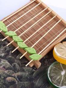 Green Leaf Cocktailspieße – 100 Stücke dekorative Bambus-Zahnstocher, Bambus-Cocktailspieße, Party-Zahnstocher, dekorative Obstspieße, Vorspeisenspieße, Essensstäbchen, tropische Partydekoration, 4,7 Zoll Partyspieße für Obst, Vorspeisen, Essensgarnitur, ideal für tropische Themen-, Hochzeit- und Hawaii-Partys