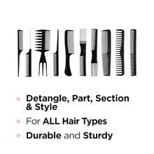 KISS Professional 10-Pc Comb Set-Detangle & Style Assortment - Một kích thước - Xem 10