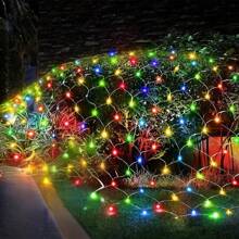 1 Peça Luzes de Rede Solar 96/192 LEDs, IP65 Impermeável Fio de Cobre 8 Modos Luzes Solares de Fada para Jardim, Pátio, Árvore, Festa de Natal, Casamento, Ação de Graças, Decoração de Pátio, Tiras de LED Solares de Fada, Luzes de Fada Solares Frescas de Jardim