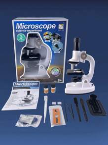 Microscope Kit For Kids 8+ – LED Lighting, 3 Lenses With 1200X, 600X, 200X Magnification, Educational Toy For Young Scientists To Explore The Microscopic World