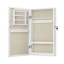 SONGMICS Armoire à Bijoux Murale, Organisateur de Bijoux, Rangement, Verrouillable, avec Miroir, Peu Encombrant, Surface en Blanc et Doublure en Grège - Gris - Voir 3