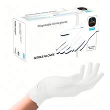 6/10/50/100PCS White Disposable Nitrile Gloves, Durable Household Cleaning Gloves, For Kitchen, Bathroom, Cleaning, Food Handling, Tattooing, Beauty, Hair Dyeing, Pets, Beauty Salons, Cleaning Supplies, Home Gadgets.