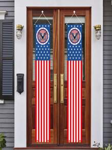 2PCS National Flag Banners, Welcome Signs, Independence Day, Memorial Day Decorations, Suitable For The Front Door Walls Of Homes, Both Indoors And Outdoors