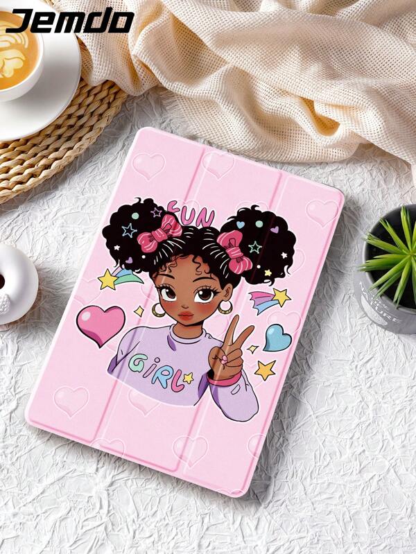 African American Girl Protective Case Compatible With IPad 10.2" 2021/2020 IPad 9th/8th Generation, Compatible With Samsung Galaxy Tab A8 10.5" 2022, Matepad 10.4/Tab, Protective Cover, With Pencil Holder, Supports Auto Sleep/Wake Cover
