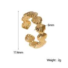 1pc Minimalist 18K Gold-Plated Shell Adjustable Stainless Steel Ring For Women, Daily Wear