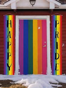 2 piezas Decoraciones del Orgullo Carteles del Orgullo LGBTQ para uso en exteriores Día del Orgullo de la Mujer, Bisexual y Transgénero Decoraciones para desfile y fiestas del Mes del Orgullo con arcoíris - Multicolor - Ver 5
