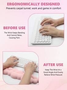 Upgrade Skin-Sensitive Leather Skin-Friendly Cloud Keyboard Wrist Rest, Cloud Wrist Rest With Non-Slip PU Base, Comfortable Memory Foam Wrist Rest Suitable For Computer Laptop Game Office And Relieve Pain