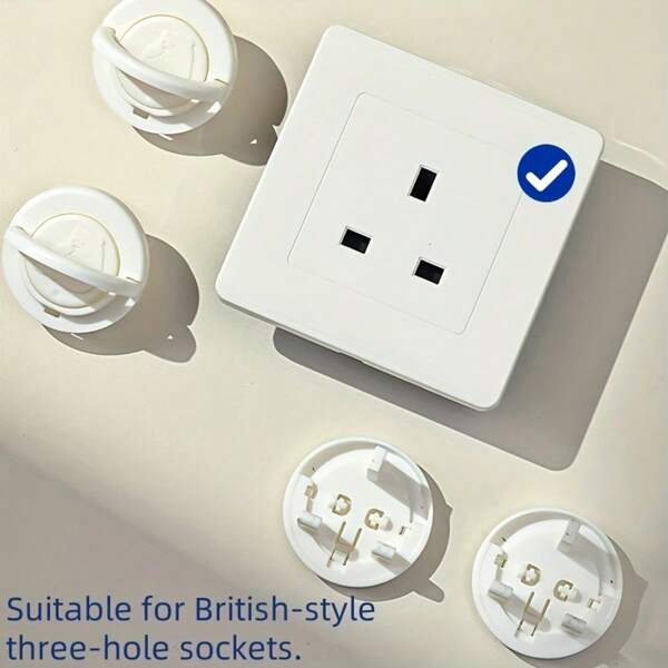10pcs Bear Shaped UK Plug Safety Cover Socket Protector, Round 3-Hole Design, Shock-Proof Plastic