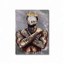 FajerminArt 1pc Optional Frame Wall Arts African American Man Canvas Painting Posters I Am Empowered King Painting, Motivational Phrases, BlackMen Portrait Wall Art Wall Decor Home Bedroom Living Room Decor - Multicolor - View 7
