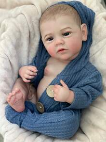 1 pezzo Bambola Reborn in vinile morbido, impermeabile, di 18-20 pollici, realizzata a mano, con aspetto naturale, capelli dipinti, con vestiti e accessori, regalo ideale e da collezione - Multicolore - Visualizzare 7