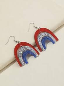 1 par de pendientes casuales con gota de color bandera de EE. UU. y estrella de acrílico para mujeres y niñas, accesorios patrióticos para el Día de la Independencia