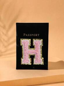 1pc A-Z Letter Travel Passport Holder, PU Material Map Pattern Passport Cover, Pink Color Passport Case, Business Travel Passport WalletFor Travel For Flight Lightweight - Black - View 30