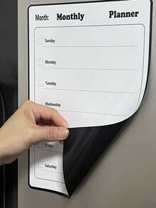 1 件冰箱贴白板便签，干擦磁性冰箱日历，冰箱配件，冰箱贴纸，待办事项清单备忘板（28 厘米 X 21 厘米）可擦除，柔软，矩形，橡胶，带每周计划日历提醒器，适用于冰箱家居装饰返校房间装饰学校用品 - 黑與白 - 查看 3