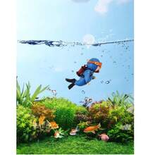 1 Stück Schwimmende Fischbehälter Dekoration, kleiner Taucher mit Schwimmkugelleine, kleine Fee mit Schwimmkugelleine, Mond kleines Tier mit Schwimmkugelleine, kreative Mini Dekoration für Fischbehälter Landschaftsgestaltung, Schildkröten Tank Schwimmend, Aquarium Dekoration, Aquarium Zubehör, Fischbehälter-Gefährten geeignet für alle Arten von Fischbehältern und Schwimmbädern, Heim & Leben / Heimdekoration / Wasserobjekte und Zubehör.