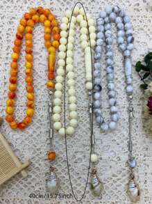45pcs Acrylic Imitated Resin Shell Pendant Prayer Beads, Suitable For Daily Use Necklace, Bracelet, Tasbih