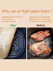 50/100 Sheets Of High-Quality Air Fryer Paper - Thickened, Non-Stick, Suitable For Air Fryers 2-8 - Essential Kitchen And Restaurant Supplies For Frying, Baking, And Microwave Ovens, Practical Air Fryer Paper, Essential For Baking Cakes