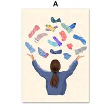 1pc Quà tặng hiện đại tối giản cuộc sống hàng ngày nghệ thuật treo tường vải canvas cô gái đọc sách áp phích bóng bay in cốc hình ảnh trừu tượng cho trang trí phòng khách khung tùy chọn - Nhiều màu - Xem 17