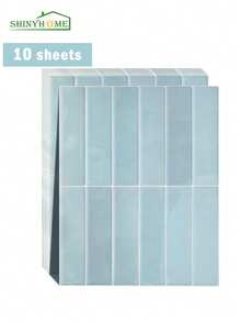 1/10/30pcs Blue Brick Tile Pattern Self-Adhesive Wall Stickers, Peel And Stick Tile Wallpaper, Waterproof, Suitable For Living Room, Kitchen Backsplash, Bathroom, Zellige Style - Baby Blue - View 7