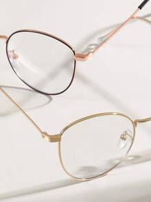 2pcs Metal Crafted Foot Decorations Photochromic Cat Eye Glasses, Fashionable Unisex - gradient gray - View 3