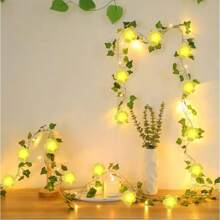 1 Peça Luz de Fada de Lírio do Vale LED, com Guirlanda de Folhas de Hera Verde, Decoração de Flor Artificial Romântica, Adequada para Uso Interno, Pendurar, Sala, Casa, Cozinha, Jardim, Parede, Varanda, Casamento, Festa, Decoração Doméstica Sazonal