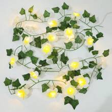 1 Peça Luz de Fada de Lírio do Vale LED, com Guirlanda de Folhas de Hera Verde, Decoração de Flor Artificial Romântica, Adequada para Uso Interno, Pendurar, Sala, Casa, Cozinha, Jardim, Parede, Varanda, Casamento, Festa, Decoração Doméstica Sazonal