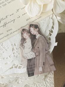 1 confezione da 30 pezzi Adesivi decorativi con disegni di moda in stile acquarello disegnati a mano di persone, per scrapbook e planners, forniture scolastiche, Back to School
