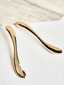 1 Pair Exaggerated Fashion Gold Geometric Stud Earrings, Suitable For Women Party, Gathering, Daily Wear, Gift Winter Gifts - Yellow Gold - View 3