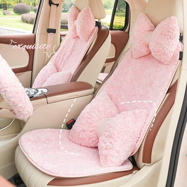1 Stück neue rosa Rose gebürstetes Damen Autositzkissen Fünfsitz Sitzkissensatz frisch und einfach dekorativer Sommer Sitzkissen