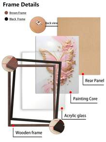 3Pcs/Set, Optional Frame, High Quality Print Painting, Modern Style, Butterfly, Pink, Gold, Flowers, Three-Dimensional Craft, Sweet Style, Home Decoration, Decorative Painting, Suitable For Living Room, Sofa, Bed, Hallway, Bedroom, Bathroom, Office, Perfect Art Gift