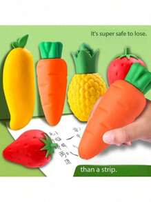 2pcs/5pcs Jumbo Fruit Erasers, Creative Student Stationery, Cute Mango,Strawberry,Carrot Shape Erasers