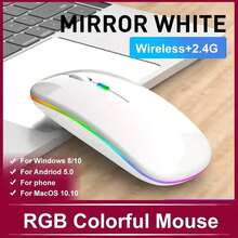 轻巧便携的 ABS 蓝牙双模无线鼠标，可充电静音电脑/笔记本电脑办公和游戏鼠标，带 2.4G 充电，7 色 RGB 背光无线鼠标