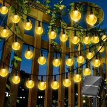 1pc Solar Crystal String Lights - 20/100/200 LED Fairy Lights With 8 Lighting Modes, Button Control Switch, Ideal Decorative Lights For Outdoor Wedding, Patio, Garden, Fence, Christmas And Halloween Parties
