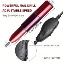 Electric Nail File, Electric Nail Drill Set, USB Plug-In Nail Polisher For Acrylic Gel Nails, Professional Nail Drill Contour Pedicure Tool With 11 Nail Drill Bits And 6 Sanding Rings, Suitable For Home Salon Use, Women's Gift