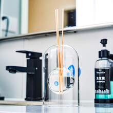 香薰扩散器，无焰精油扩散瓶，简约藤条香薰扩散器，透明玻璃香薰扩散器，适用于家庭、房间装饰、新房、节日礼物、乔迁之喜（仅扩散瓶，不含芦苇） - 透明 - 查看 5