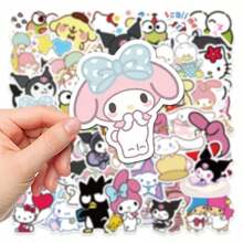 Sanrio 100pcs Sanrio Kawaii Sticker Pack - Cute Kuromi, Cinnamoroll, My Melody And Hello Kitty Stickers, Suitable For Laptops, Phones, Water Bottles - One-Time Use Paper Stickers, Waterproof And Diverse Shapes,Pimple Patches Hello Kitty,Sanrio Items,Stickers Waterproof