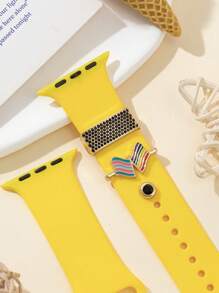 3 pièces/Ensemble 6 couleurs Drapeau arc-en-ciel et 5 couleurs Amour arc-en-ciel Mois fier Drapeau avec bouton Décoratif pour bracelet de montre en silicone 38/40/41/42/44/45/49mm, Compatible avec les sangles de montre 9/8/7/6/5/4/3/2/1/SE Bijoux décoratifs pour homme et femme Décoration d'amour