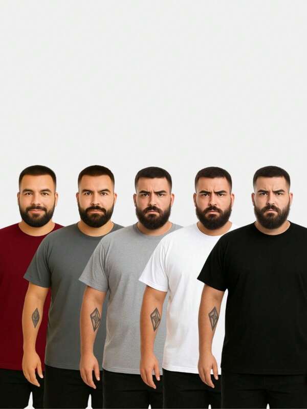 Kit 5 Camisetas Masculina Plus Size Camisa Blusa Lisa Algodão Premium