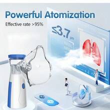 1 Portable Mesh Nebulizer - Quiet Handheld Electric Nebulizer, Suitable For Home Or Travel, Adult Handheld Nebulizer With 2 Sizes Of Masks, Mini Nebulizer (Batteries Not Included)