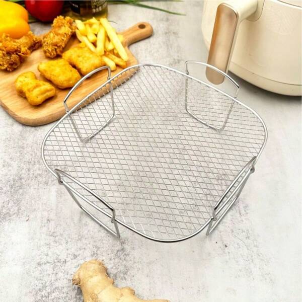 Rejilla de acero inoxidable para freidora de aire, con parrilla, accesorios para freidora de aire, rejilla para hornear y cocinar en horno y microondas, accesorios de cocina